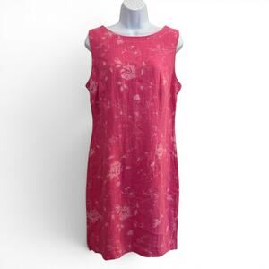 NWT Charles Keath Vintage Floral Dress Size 12 Pink Linen Shift Midi USA Made